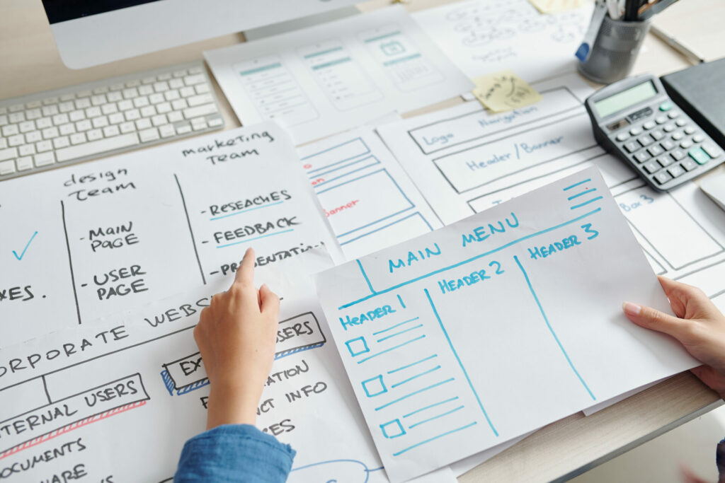 UX designer creating website layout